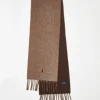 Polo Ralph Lauren Wool Mix Reversible Scarf In /Brown With Pony Logo