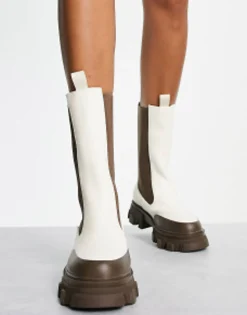 Public Desire Exclusive Kira Calf Length Chelsea Boots With Contrast Sole In