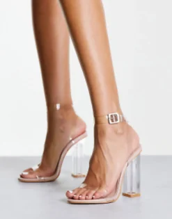 Public Desire Wide Fit Alia Clear Strap Heeled Sandals