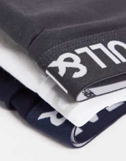 Pull&Bear 3 Pack Boxers In White, Grey And Navy