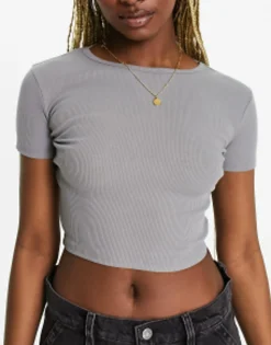 Pull&Bear 2 Pack Ribbed Baby Tee In Beige
