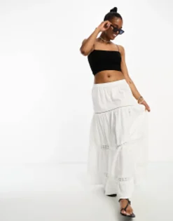 Pull&Bear 2 Pack Strappy Ribbed Tube Crop Top In White