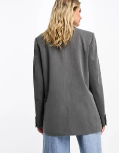 Pull&Bear Double Button Oversized Blazer In Dark
