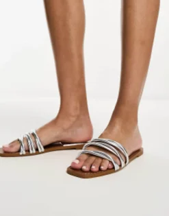Pull&Bear Strappy Detail Flat Sandal In