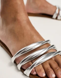 Pull&Bear Strappy Detail Flat Sandal In