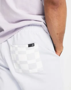 Puma Downtown Joggers With Checkerboard Pocket In Pale Blue