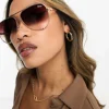 Quay High Key Aviator Sunglasses In Brown