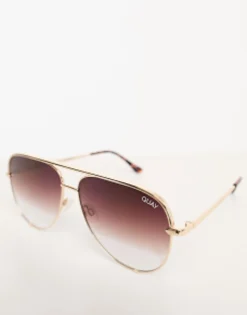 Quay High Key Aviator Sunglasses In Brown