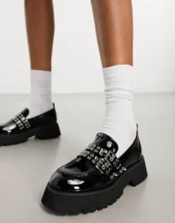Raid Mitali Chunky Loafer With Hardware In Black