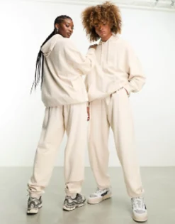 Reclaimed Vintage Unisex Hoodie Co-Ord In Washed Stone - Ivory