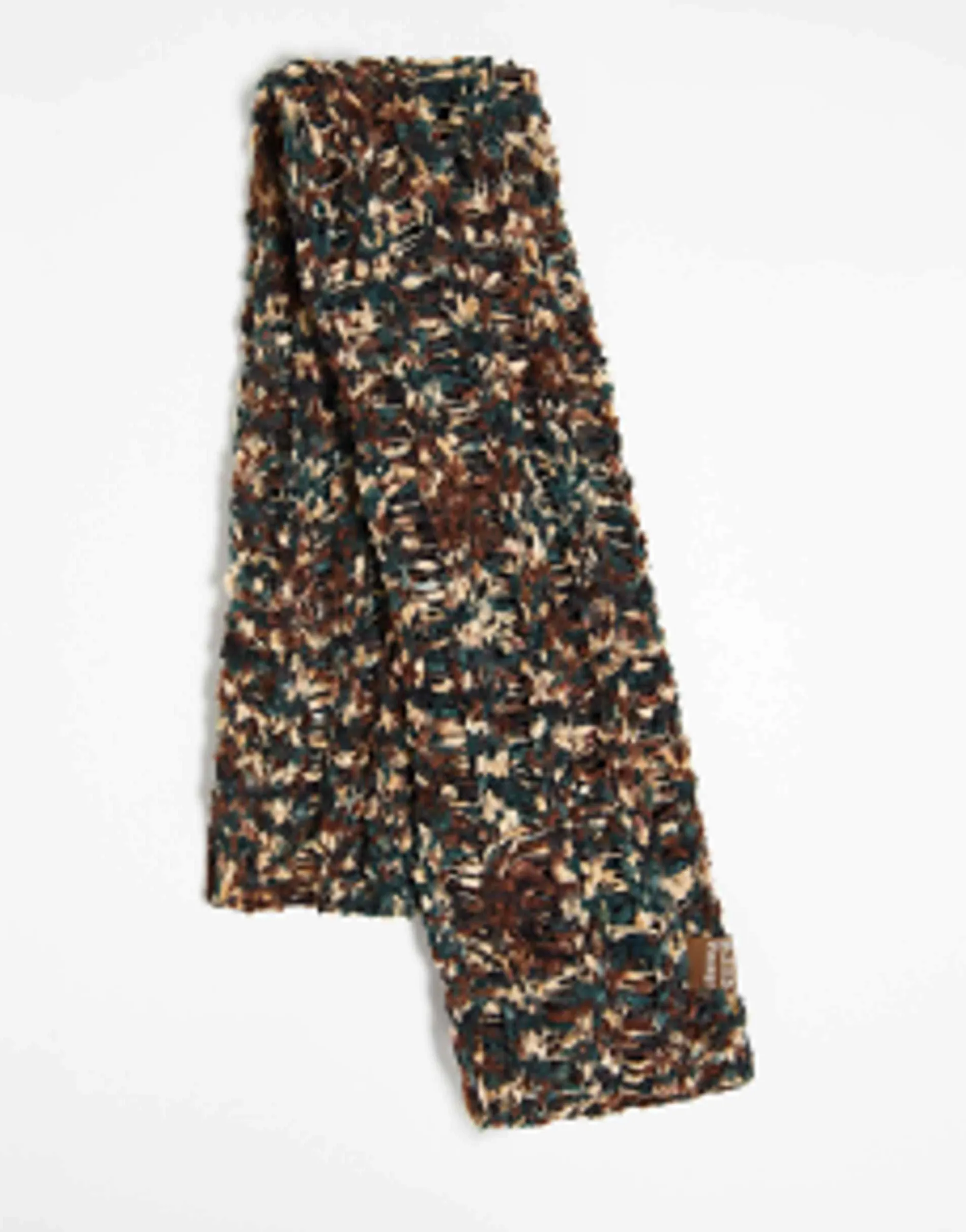 Reclaimed Vintage Unisex Chenille Skinny Scarf In Camo