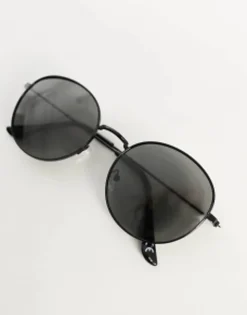 River Island Flat Round Sunglasses In