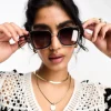 River Island Oversized Glasses With Metal Rim In
