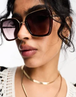 River Island Oversized Glasses With Metal Rim In