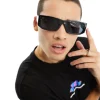 River Island Square Sunglasses With Tort Arm Detailing In
