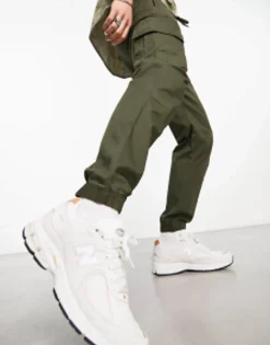 River Island Washed Jogger Cargo In Dark Green