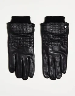 River Island Woven Leather Gloves In