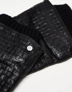 River Island Woven Leather Gloves In
