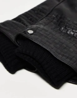 River Island Woven Leather Gloves In