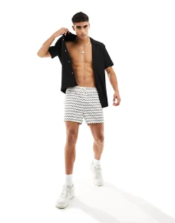River Island Zig Zag Print Swim Short Co-Ord In