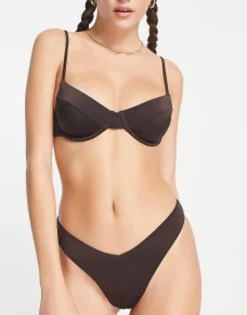 Rvca Bikini In High Shine Brown