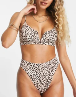 Rvca Meow Bikini In Anima Print