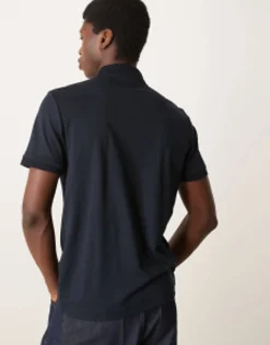 Selected Homme Half Zip Polo In Navy