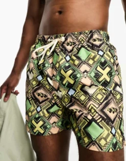 Selected Homme Swim Short In Bold Print