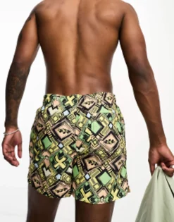 Selected Homme Swim Short In Bold Print