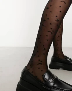 Skinnydip Halloween Celestial Print Sheer Tights In