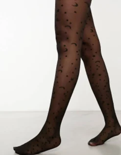 Skinnydip Halloween Celestial Print Sheer Tights In