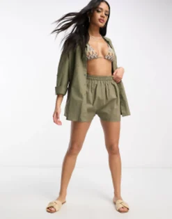 South Beach Beach Co-Ord In Khaki