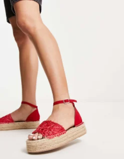 South Beach Woven Flatform Espadrille Sandal In