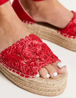 South Beach Woven Flatform Espadrille Sandal In