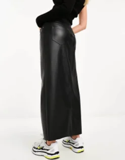 Stradivarius Coated Denim Midi Skirt In