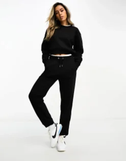 Stradivarius Cropped Sweatshirt And Jogger Co-Ord In Black