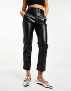 Stradivarius Faux Leather Cigarette Trouser In
