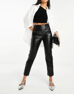 Stradivarius Faux Leather Cigarette Trouser In