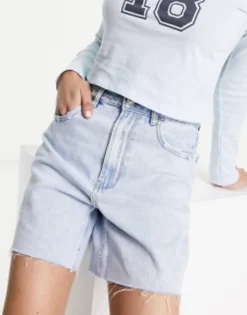 Stradivarius Longline Denim Short In Light