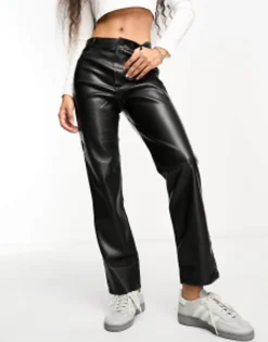 Stradivarius Petite Faux Leather Skinny Trouser In