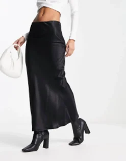 Stradivarius Satin Midi Slip Skirt In