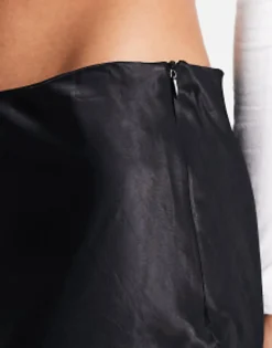 Stradivarius Satin Midi Slip Skirt In