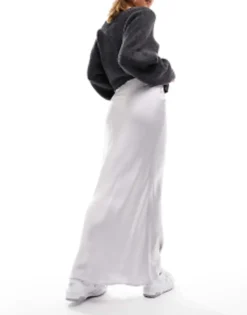 Stradivarius Satin Midi Slip Skirt In