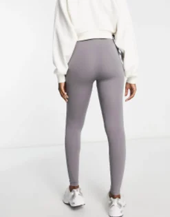 Stradivarius Seamless Ribbed Leggings In Charcoal