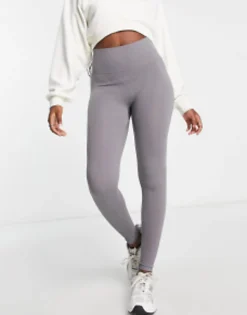 Stradivarius Seamless Ribbed Leggings In Charcoal