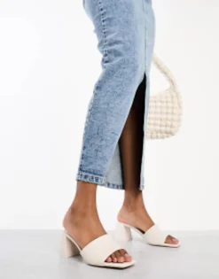 Stradivarius Square Toe Chunky Heeled Sandal In