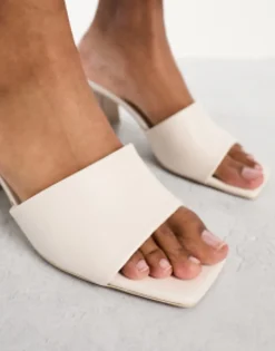 Stradivarius Square Toe Chunky Heeled Sandal In