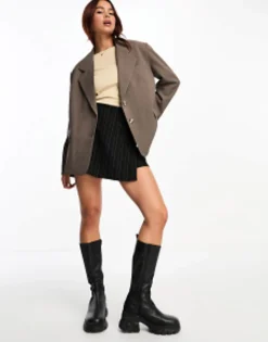 Stradivarius Str Oversized Blazer In Check Print