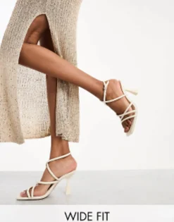 Stradivarius Wide Fit Strappy Heeled Sandal With Squared Toe In