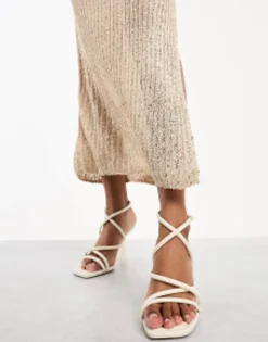 Stradivarius Wide Fit Strappy Heeled Sandal With Squared Toe In